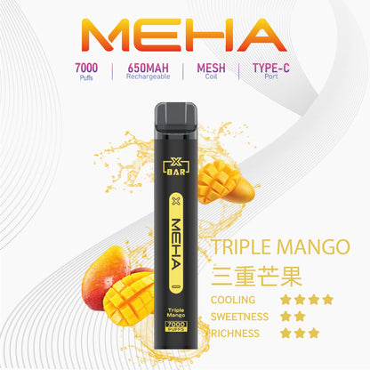MEHA魅嗨7000口一次性拋棄式電子煙/MEHA XBAR小黑條7000 Puffs｜16款口味-台灣現貨2025