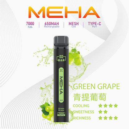 MEHA魅嗨7000口一次性拋棄式電子煙/MEHA XBAR小黑條7000 Puffs｜16款口味-台灣現貨2025